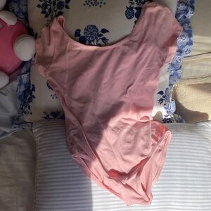 Pink girls ballet Leotard, ballet wrap top and dance shoes for tap and jazz